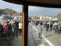 The view from the Obs of the first train as it crosses Britannia Bridge. (Photo: A Stewart)