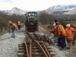 Pont Croesor loop site, February 2010 - pulling points into place (A.Thomas)