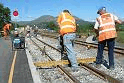 Using Kango Hammers to pack the track to the correct height (Photo: David Firth)