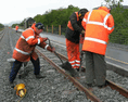 Working on the track with Kango Hammers. (Photo: D.Firth)