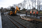 The buffer stop being draged back to its new position. (Photo: S.Melhuish)