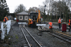 The buffer stop being dragged back to its new position. (Photo: S.Melhuish)