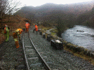 Black Hand Gang changing sleepers in Aberglaslyn