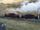 Merddin Emrys and David Loyd George rounding Ffridd Isaf curve on the outward journey to Caernarfon - Richard Watson