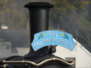 The Snowdonian headboard adorns the chimney of Taliesin at Porthmadog Harbour - Richard Watson