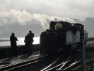 Earl of Merioneth and Taliesin approaching their train on the Cob - Richard Watson