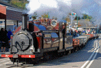 Palmerston hauls slate wagons across Britannia Bridge - photo by Chris Parry