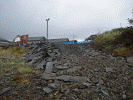 Exploratory work ahead of the Cob Widening project starting in January 2012 involved building an access ramp to the foreshore at Porthmadog Harbour Station. Pic: Andrew Thomas