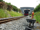 87 Passing the worksite at Betws Garmon. (Photo: Steve Breoomfield)