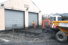 Digging out the existing track outside Dinas loco shed. (Photo: S.Melhuish)