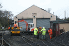 Digging out the existing track outside Dinas loco shed. (Photo: S.Melhuish)