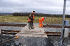 Work progressing on the 'barrow' crossing at Pont Croesor. (Photo: S Broomfield)