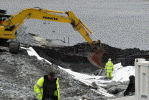 Excavating armour stone trench - Andrew Thomas