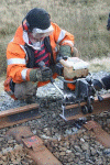 Drilling the rail end - Simon Melhuish