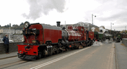 138 double heading with No 143 on a special train - seen on Britannia Bridge.