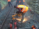 Cutting the second half rail to size to make good at Aspinalls. 15th November 2012. Bob Zeepvat