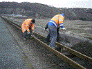 Digging out ballast from sleepers - Tony Baker