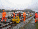 Bringing up rails for the FR platform road -Stuart McNair