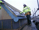 Relay room - slating the roof - Tony Baker