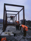 Painting the signal box steelwork - Tony Baker