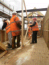 Erecting roof trusses on the new signal box - Tony Baker