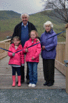 Caerwyn Roberts, MBE, OBE, Chairman of the SNPA, with local landowner Peggy Roberts and Elliw and Siwan Owen at the ribbon cutting ceremony at Rhyd Ddu. (Pic: Chris Parry)