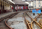 One and Two roads reinstated for Santa Trains. Blue rail chairs to right of bin on One Road and left of cone on Two Road mark position of new FR platform face. Pic: Andrew Thomas