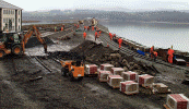 Stacks of edging stone and the start of removing the haul road - Andrew Thomas