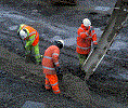 Pouring concrete for the platform edging - Andrew Thomas