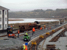 RRM's in the FR platform road, Criccieth Castle with the ballast wagon in the WHR loop - Andrew Thomas