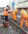 Digging out the track by the Caernarfon end point - Tony Baker