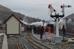 The first train departs from the new platform to Blaenau Ffestiniog - Pic: F&WHR