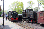 K1 arriving from Caernarfon with the shuttle and exchanging tokens with the service train  Pic: Laurence Armstrong